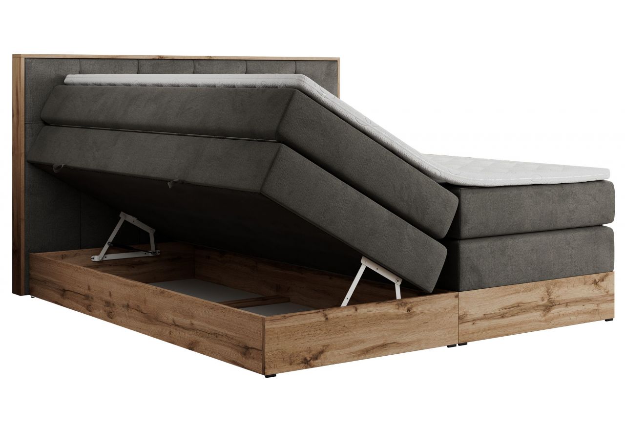 Łóżko kontynentalne VENETO KING 140x200 - H3 - ciemnoszary, welwet