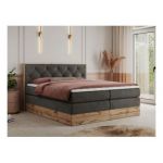 Łóżko kontynentalne VENETO KING 180x200 - H3 - ciemnoszary, welwet