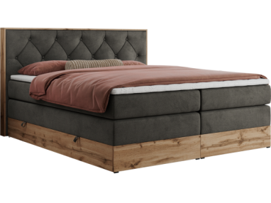 Łóżko kontynentalne VENETO KING 160x200 - H4 - ciemnoszary, welwet