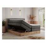 Łóżko kontynentalne VENETO KING 180x200 - H4 - ciemnoszary, welwet