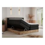 Łóżko kontynentalne VENETO KING 140x200 - H3 - czarny, ekoskóra