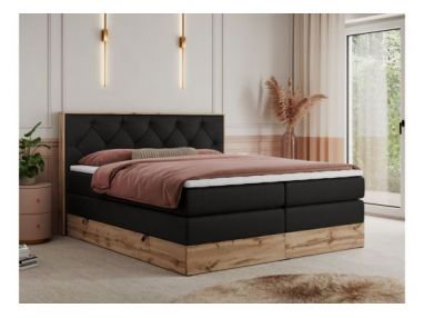 Łóżko kontynentalne VENETO KING 160x200 - H4 - czarny, ekoskóra