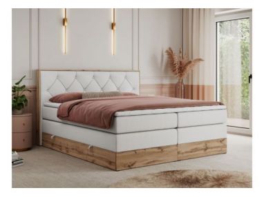 Łóżko kontynentalne VENETO KING 140x200 - H4 - biały, ekoskóra