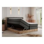 Łóżko kontynentalne VENETO KING 200x200 - H3 - ciemnoszary, ekoskóra