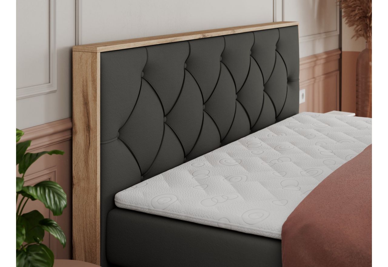 Łóżko kontynentalne VENETO KING 180x200 - H4 - ciemnoszary, ekoskóra