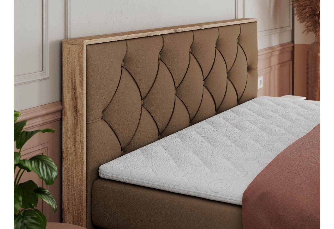 Łóżko kontynentalne VENETO KING 140x200 - H3 - brązowy, ekoskóra