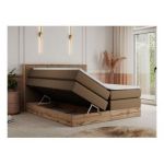 Łóżko kontynentalne VENETO KING 200x200 - H3 - brązowy, ekoskóra