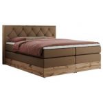 Łóżko kontynentalne VENETO KING 200x200 - H3 - brązowy, ekoskóra