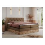 Łóżko kontynentalne VENETO KING 140x200 - H4 - brązowy, ekoskóra