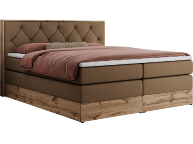 Łóżko kontynentalne VENETO KING 180x200 - H4 - brązowy, ekoskóra