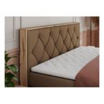 Łóżko kontynentalne VENETO KING 200x200 - H4 - brązowy, ekoskóra