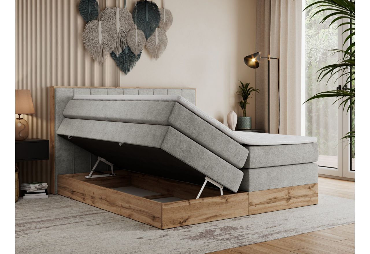 Łóżko kontynentalne BELLISSIMO KING 140x200 - H3 - jasnoszary, struktura