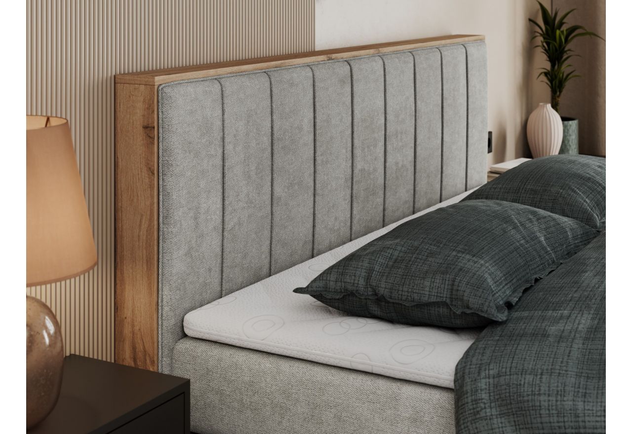 Łóżko kontynentalne BELLISSIMO KING 160x200 - H3 - jasnoszary, struktura