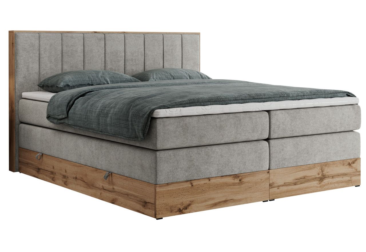 Łóżko kontynentalne BELLISSIMO KING 160x200 - H3 - jasnoszary, struktura