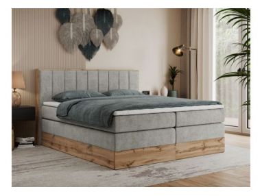 Łóżko kontynentalne BELLISSIMO KING 200x200 - H3 - jasnoszary, struktura