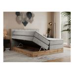 Łóżko kontynentalne BELLISSIMO KING 160x200 - H4 - jasnoszary, struktura