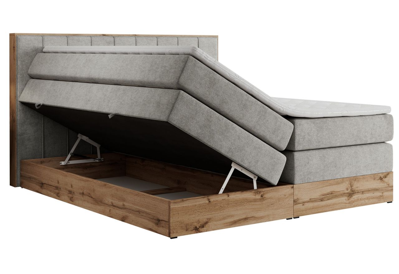 Łóżko kontynentalne BELLISSIMO KING 200x200 - H4 - jasnoszary, struktura