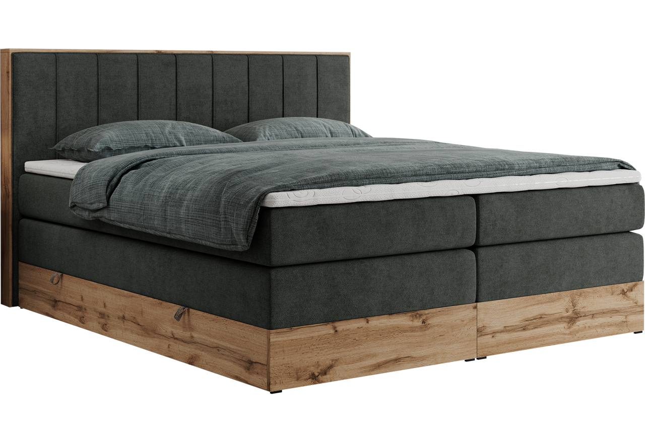 Łóżko kontynentalne BELLISSIMO KING 140x200 - H3 - ciemnoszary, struktura