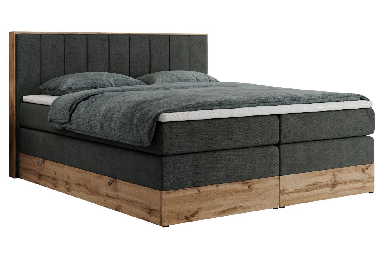 Łóżko kontynentalne BELLISSIMO KING 200x200 - H3 - ciemnoszary, struktura