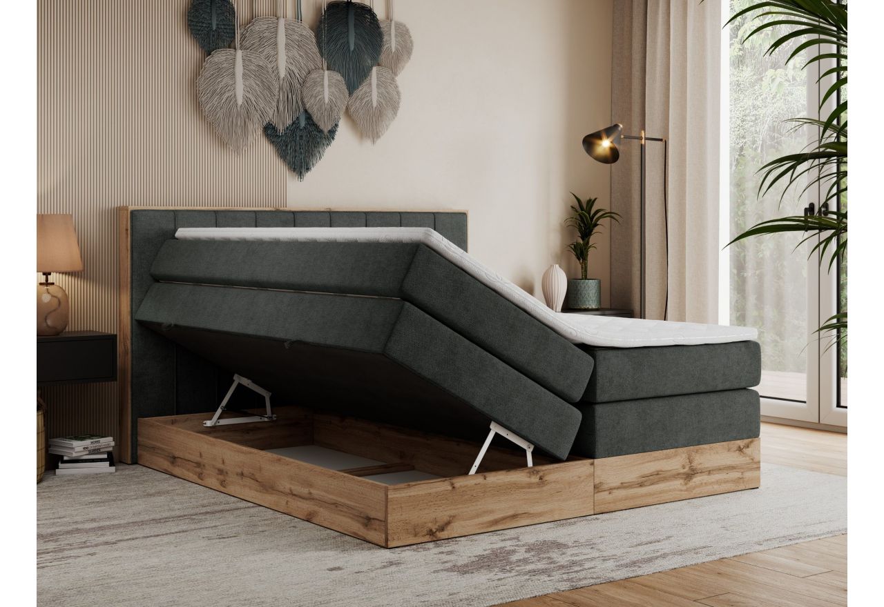 Łóżko kontynentalne BELLISSIMO KING 140x200 - H4 - ciemnoszary, struktura