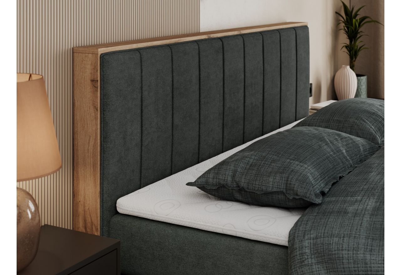 Łóżko kontynentalne BELLISSIMO KING 180x200 - H4 - ciemnoszary, struktura