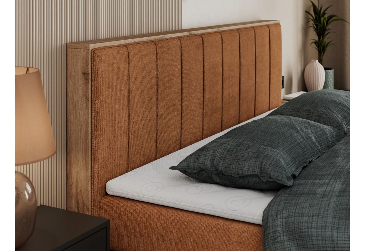 Łóżko kontynentalne BELLISSIMO KING 160x200 - H3 - pomarańczowy, struktura