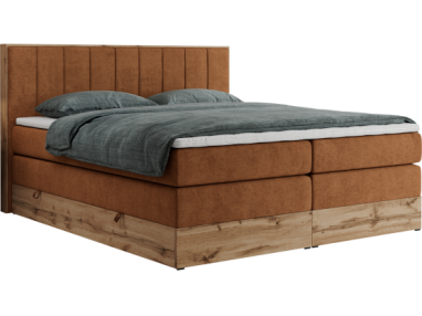 Łóżko kontynentalne BELLISSIMO KING 180x200 - H3 - pomarańczowy, struktura