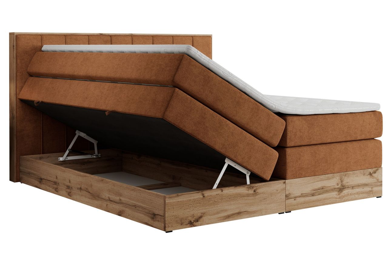 Łóżko kontynentalne BELLISSIMO KING 200x200 - H3 - pomarańczowy, struktura