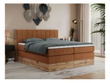 Łóżko kontynentalne BELLISSIMO KING 160x200 - H4 - pomarańczowy, struktura