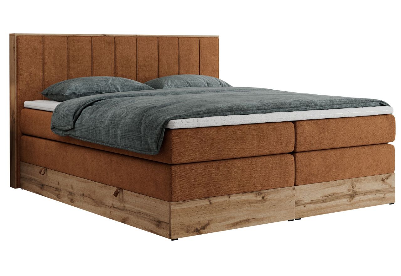 Łóżko kontynentalne BELLISSIMO KING 160x200 - H4 - pomarańczowy, struktura