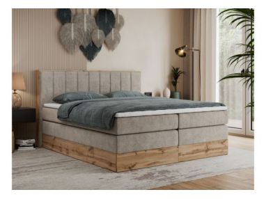 Łóżko kontynentalne BELLISSIMO KING 140x200 - H3 - beżowy, struktura