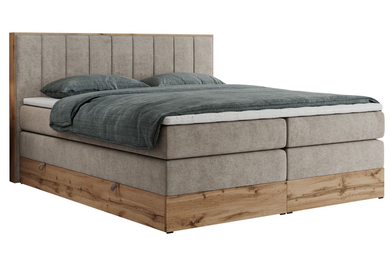 Łóżko kontynentalne BELLISSIMO KING 180x200 - H3 - beżowy, struktura