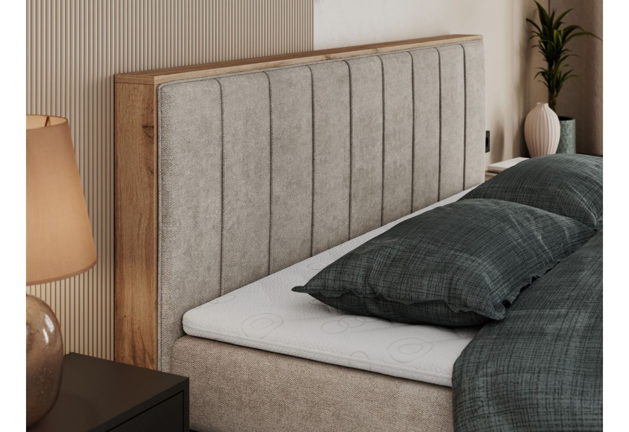 Łóżko kontynentalne BELLISSIMO KING 160x200 - H4 - beżowy, struktura