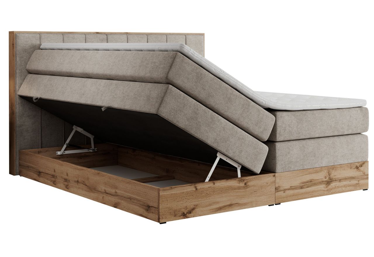 Łóżko kontynentalne BELLISSIMO KING 160x200 - H4 - beżowy, struktura