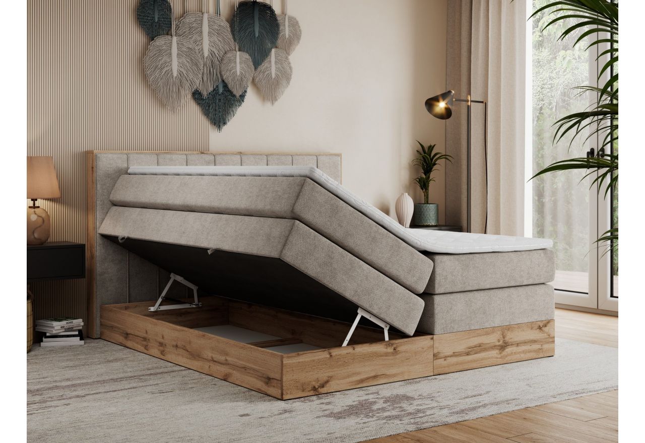 Łóżko kontynentalne BELLISSIMO KING 180x200 - H4 - beżowy, struktura