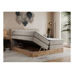 Łóżko kontynentalne BELLISSIMO KING 200x200 - H4 - beżowy, struktura