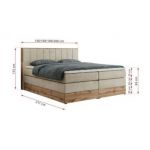 Łóżko kontynentalne BELLISSIMO KING 160x200 - H3 - beżowy, welwet