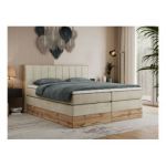 Łóżko kontynentalne BELLISSIMO KING 200x200 - H3 - beżowy, welwet