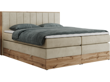 Łóżko kontynentalne BELLISSIMO KING 180x200 - H4 - beżowy, welwet