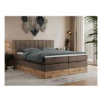 Łóżko kontynentalne BELLISSIMO KING 140x200 - H3 - brązowy, welwet