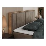 Łóżko kontynentalne BELLISSIMO KING 140x200 - H3 - brązowy, welwet