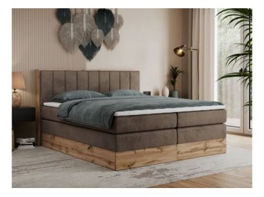 Łóżko kontynentalne BELLISSIMO KING 180x200 - H3 - brązowy, welwet