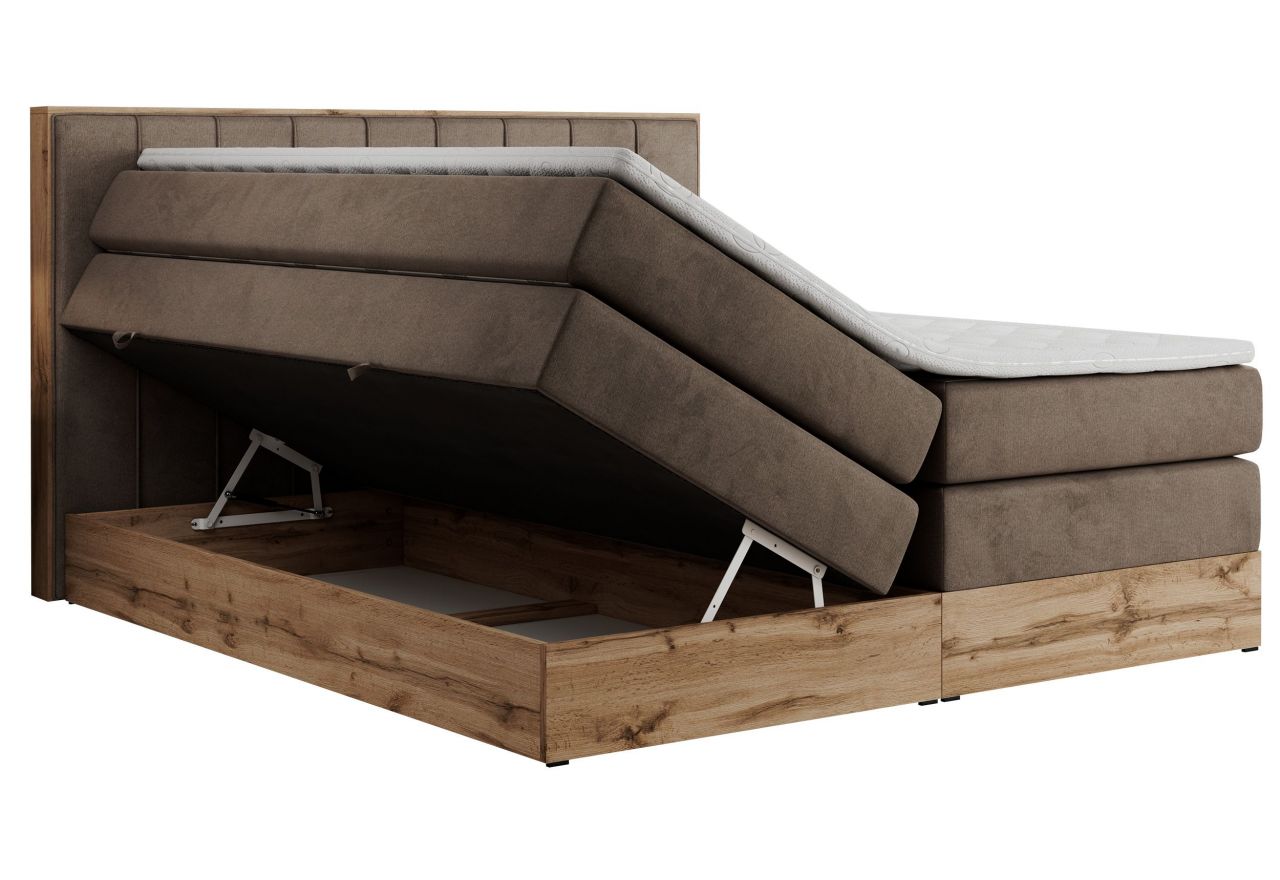 Łóżko kontynentalne BELLISSIMO KING 180x200 - H3 - brązowy, welwet