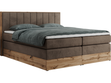 Łóżko kontynentalne BELLISSIMO KING 140x200 - H4 - brązowy, welwet