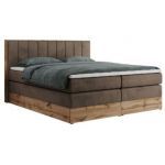 Łóżko kontynentalne BELLISSIMO KING 140x200 - H4 - brązowy, welwet