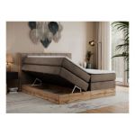 Łóżko kontynentalne BELLISSIMO KING 180x200 - H4 - brązowy, welwet