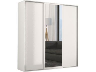 Przesuwna szafa z lustrem na froncie w nowoczesnym stylu 180 cm - MERU Biały