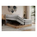 Łóżko kontynentalne BELLISSIMO KING 160x200 - H3 - jasnoszary, welwet