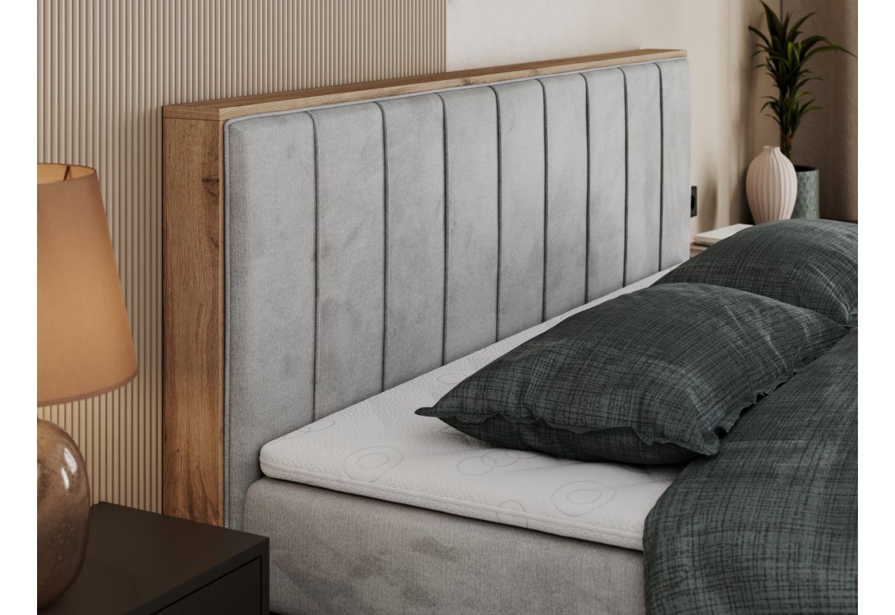 Łóżko kontynentalne BELLISSIMO KING 200x200 - H3 - jasnoszary, welwet