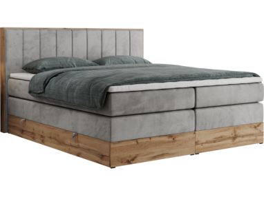 Łóżko kontynentalne BELLISSIMO KING 140x200 - H4 - jasnoszary, welwet